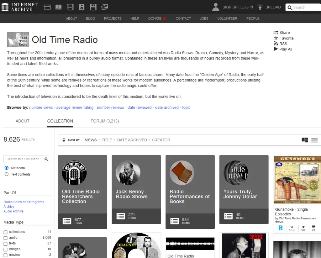 Auswahl alter Radiosendungen