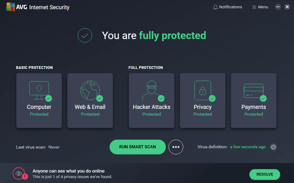 Screenshot AVG Internet Security
