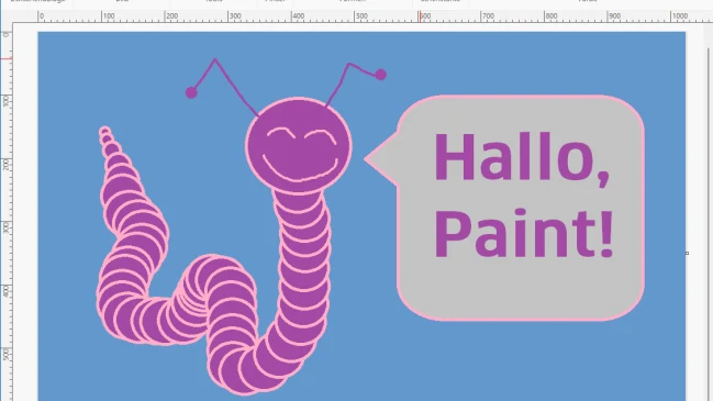 Paint mit einer pink-violetten Tatzelwurm-Zeichnung