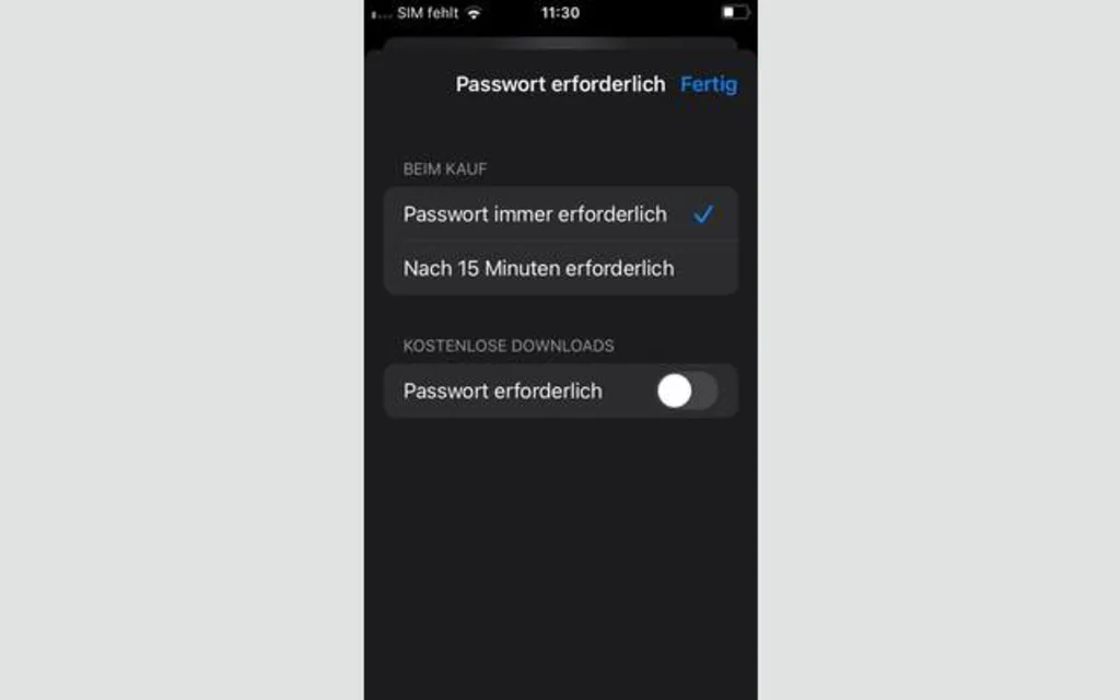 Passwort für App-Käufe
