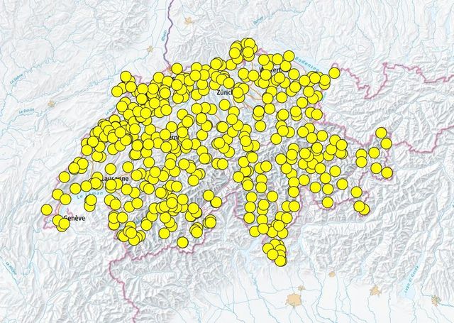 Radio- und Fernsehsender in der Schweiz auf Übersichtskarte