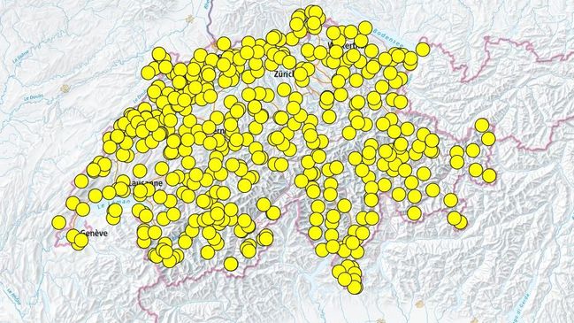 Radio- und Fernsehsender in der Schweiz auf Übersichtskarte