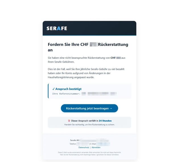 So sieht die vermeitliche Mail von Serafe aus. 