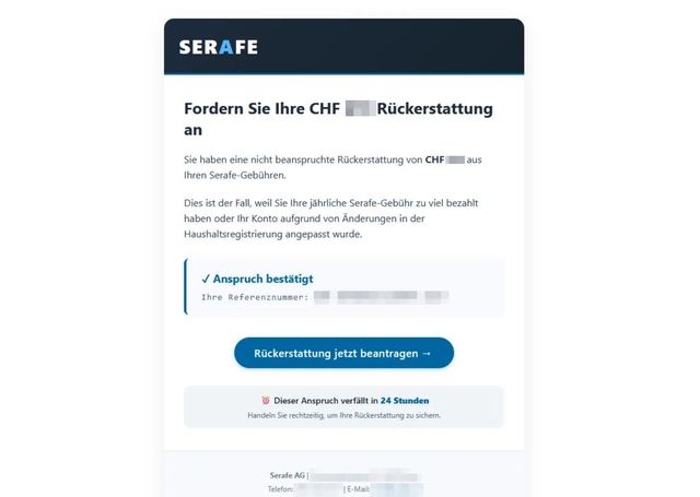 So sieht die vermeitliche Mail von Serafe aus. 