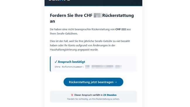So sieht die vermeitliche Mail von Serafe aus. 