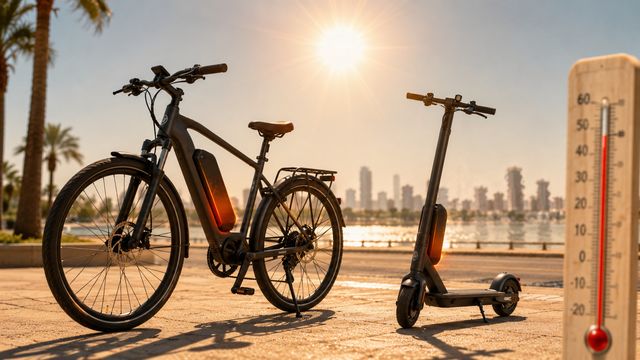 Themenbild Hitze im Sommer mit E-Bike und E-Scooter