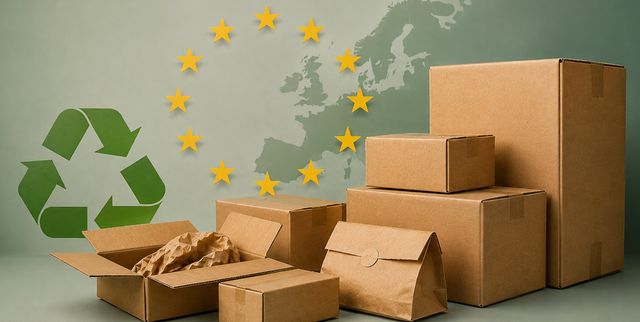 Pakete vor EU-Symbolen