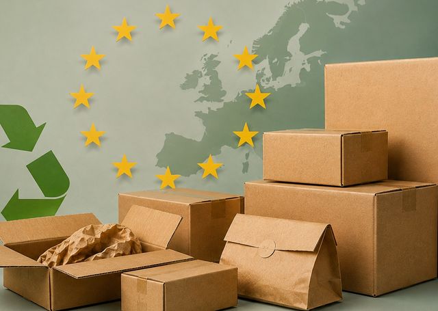 Pakete vor EU-Symbolen