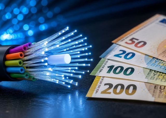 Glasfaserkabel und Geldscheine