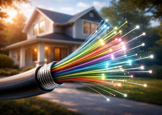 Glasfaserkabel vor Haus