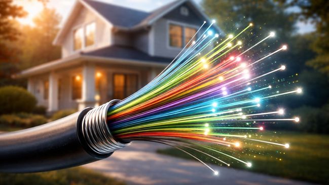 Glasfaserkabel vor Haus