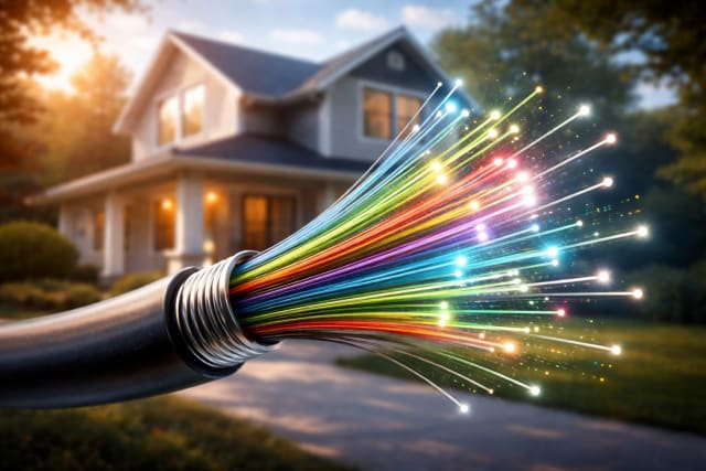 Glasfaserkabel vor Haus