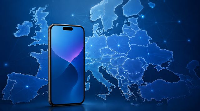 Smartphone vor Europakarte