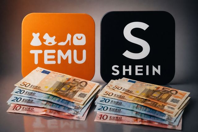 Logos von Temu und Shein