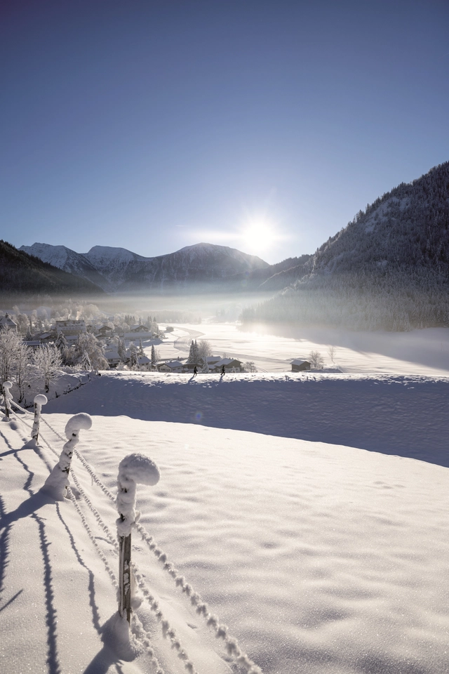 Zwei Wanderer auf einem Wanderweg im Grünen