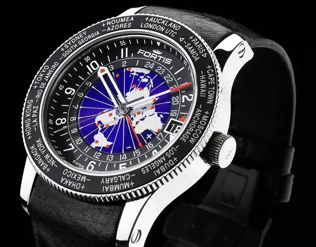 Weltzeituhr von Fortis: die B-47 Worldtimer GMT
