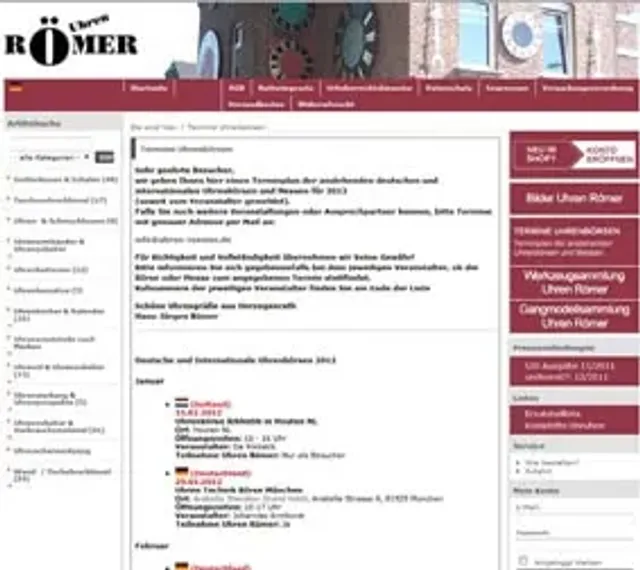 Terminübersicht bei Uhren-Römer