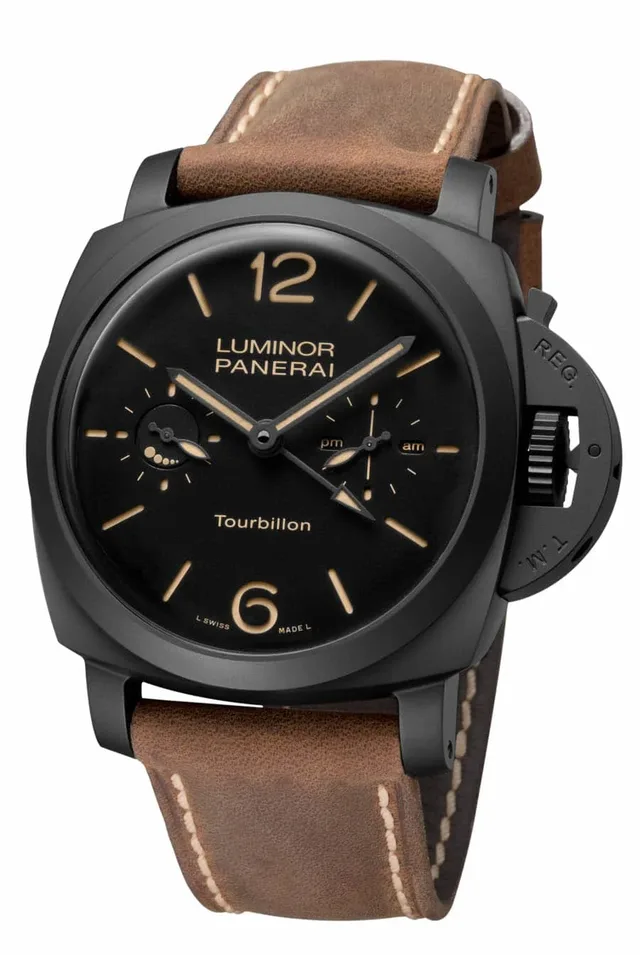 Die Panerai Luminor 1950 Tourbillon GMT Ceramica - 48 mm