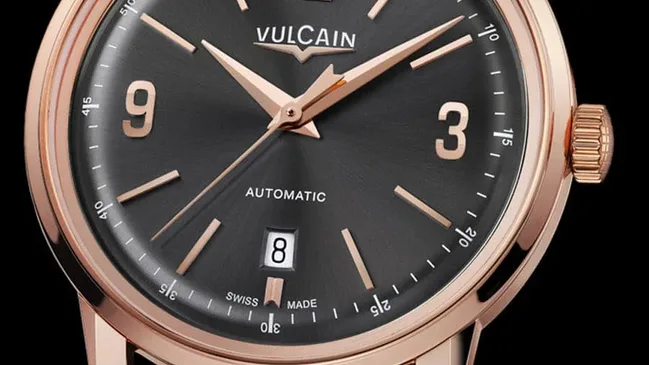 Schlichte Dreizeigeruhr: die Vulcain 50s Presidents` Classic in Rotgold