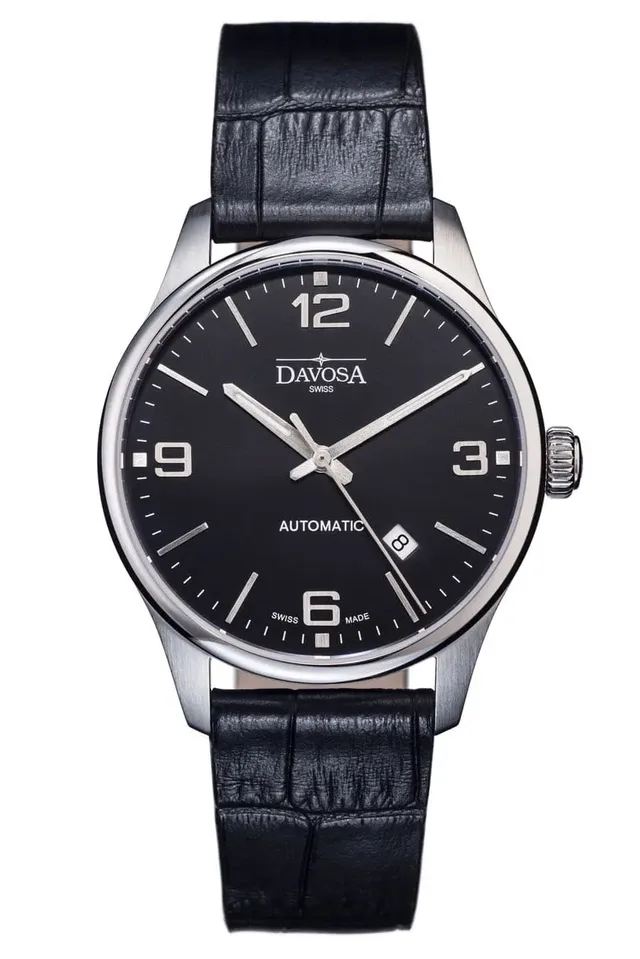 Die Davosa Gentleman Automatic mit schwarzem Zifferblatt