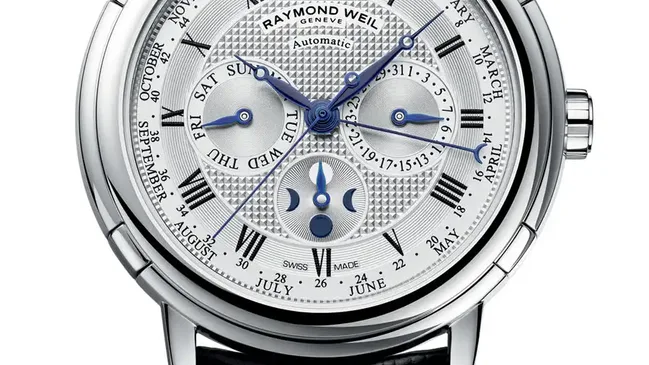 Anzeigenreich: die Maestro Phase de Lune Semainier von Raymond Weil