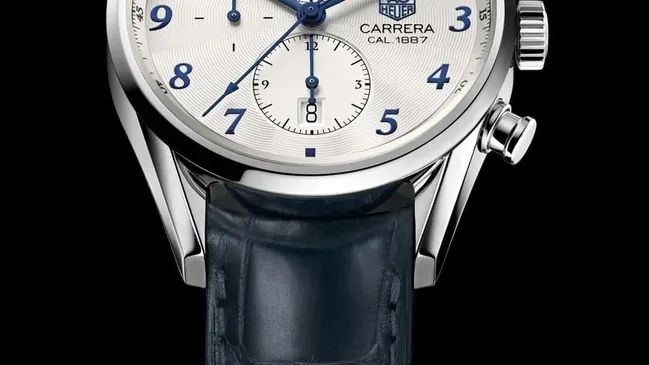 TAG Heuer Carrera Heritage Calibre 1887 Chronograph blaues Lederband