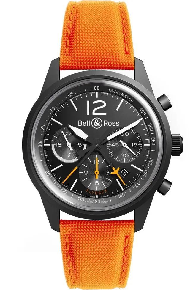 Bell & Ross: BR 126 Blackbird mit orangefarbenem Armband