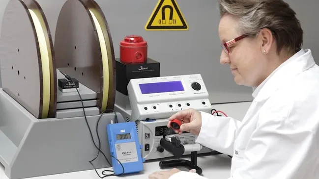 Martina Richter beim	 Magnetfeldtest bei Sinn