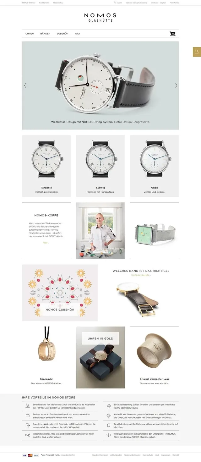 Nomos Glashütte: Onlinestore Relaunch