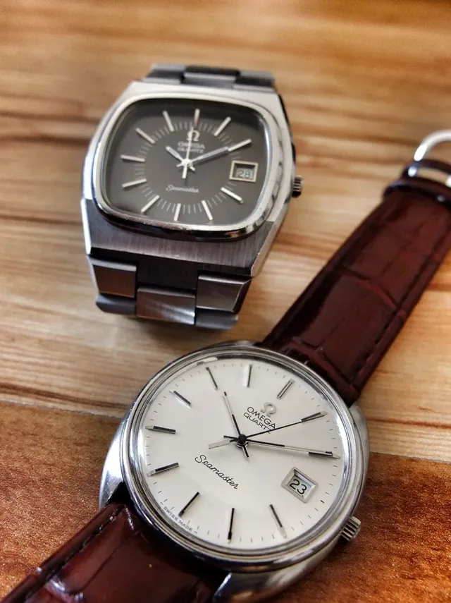 Omega Seamaster „TV Dial“ Quartz und Omega Seamaster Quartz, ca. 70er Jahre, beide Kaliber 1342