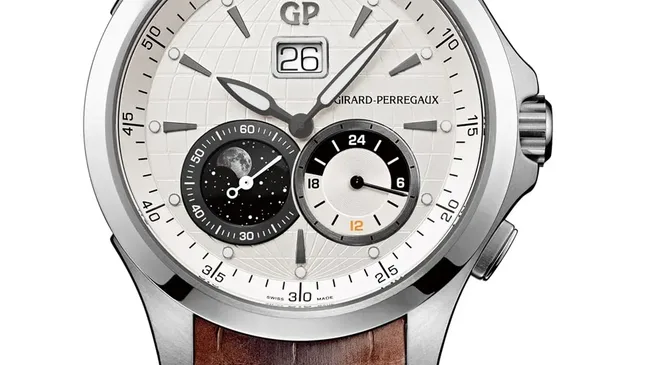 Girard-Perregaux: Traveller Large Date, Moon Phases & GMT in Edelstahl