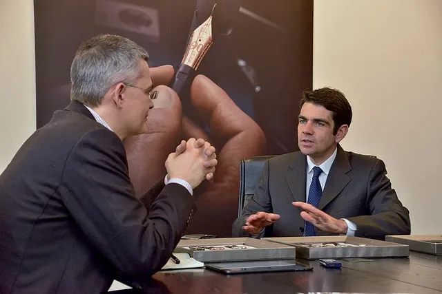 Montblanc: Chronos-Chefredakteur Rüdiger Bucher im Gespräch mit Montblanc-CEO Jérôme Lambert