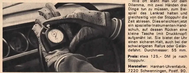 Hanhart: Stoppuhrenwerbung für den Automobilsport