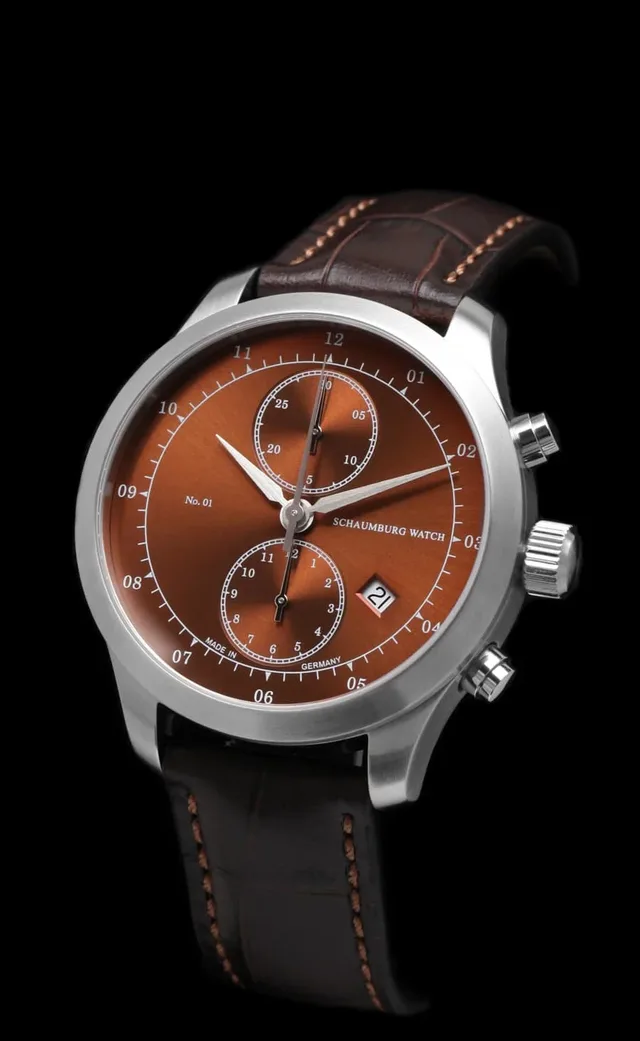 Schaumburg Watch: Chronograph No.01, braunes Zifferblatt