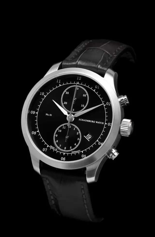 Schaumburg Watch: Chronograph No.01, schwarzes Zifferblatt