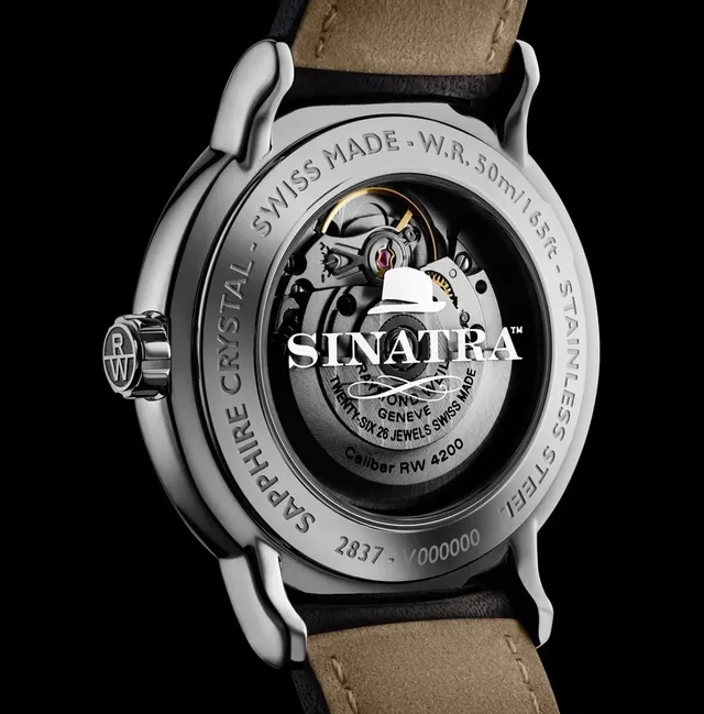 Die Gehäuseboden-Gestaltung der Raymond Weil Maestro Frank Sinatra Limited Edition erinnert an den Entertainer