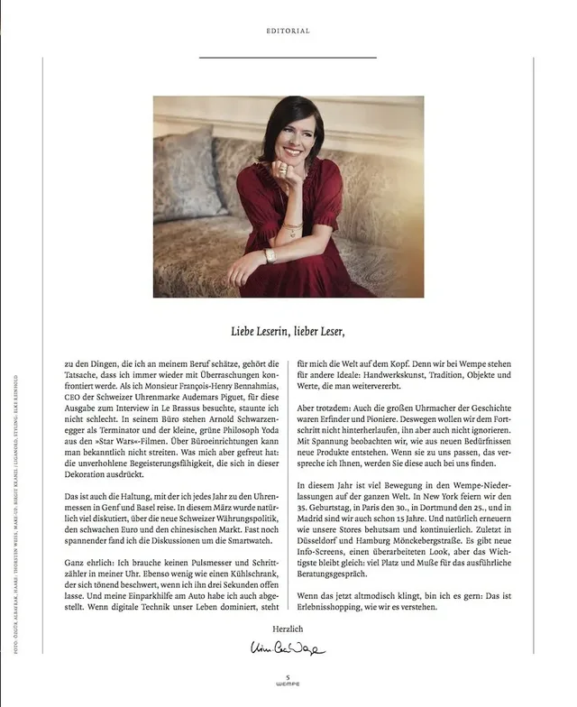 Firmeninhaberin Kim-Eva Wempe interviewt den CEO von Audemars-Piguet.