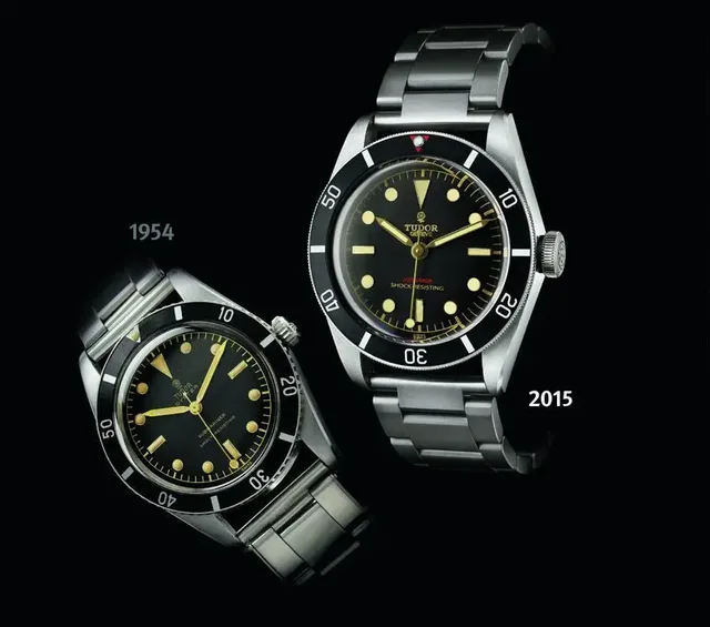 Zum Vergleich: Die Referenz 7923 und das Einzelstück Heritage Black Bay One