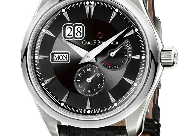 Carl F. Bucherer: Manero PowerReserve in Edelstahl mit Lederband und Zifferblatt in Schwarz