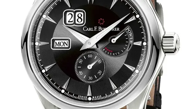 Carl F. Bucherer: Manero PowerReserve in Edelstahl mit Lederband und Zifferblatt in Schwarz