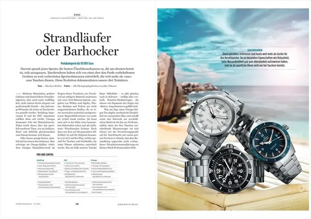 Vergleichstest Taucheruhren: Breitling, IWC und Omega