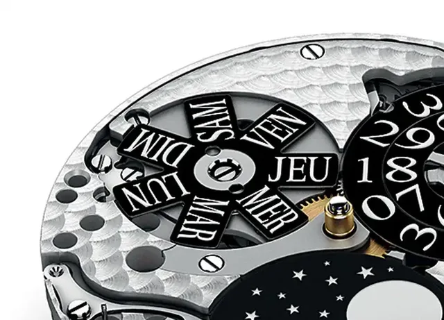 Die französischen Wochentage zeigen deutlich, dass sie von den lateinischen abstammen. Im Bild: Pequignet Calibre Royal.