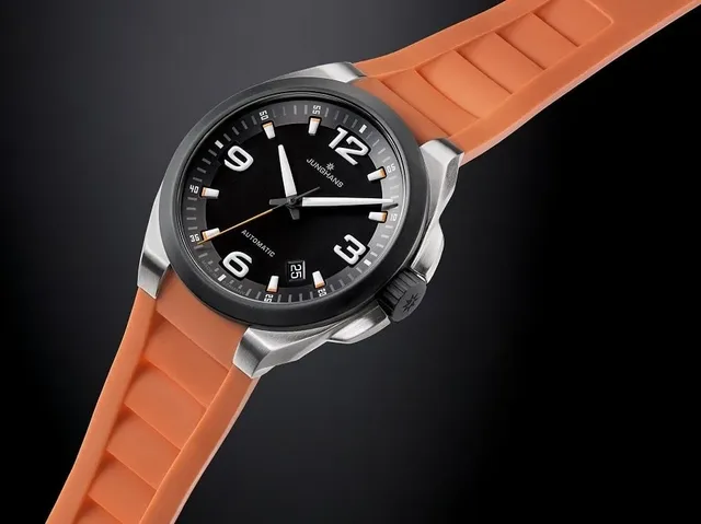 Junghans: Spektrum Automatic, orangenes Kautschukband