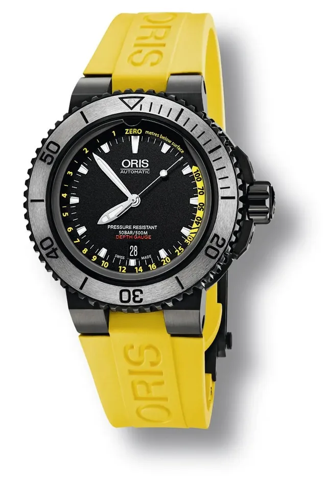 Oris: Aquis Depth Gauge Yellow