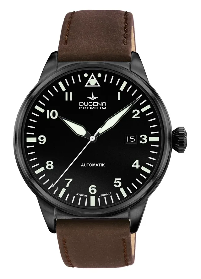 Dugena Premium: Kappa Airtrip schwarz beschichtet mit braunem Lederband