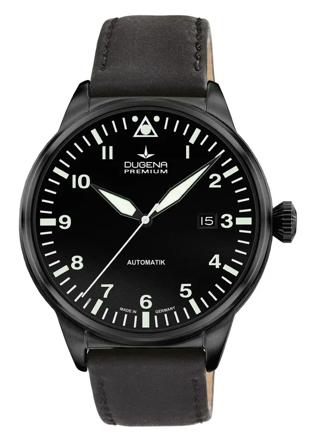 Dugena Premium: Kappa Airtrip schwarz beschichtet mit schwarzem Lederband