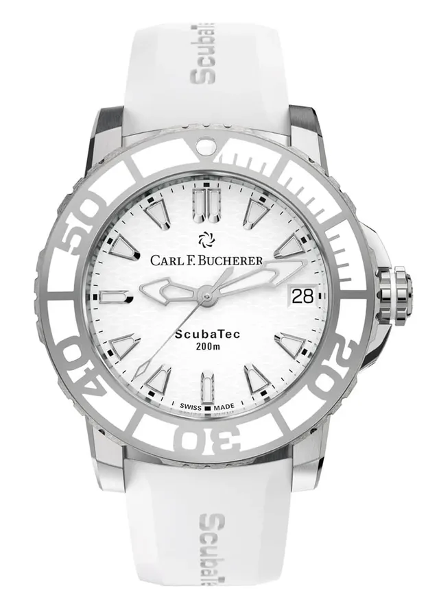 Carl F. Bucherer: Patravi ScubaTec White mit Kautschuk-Armband