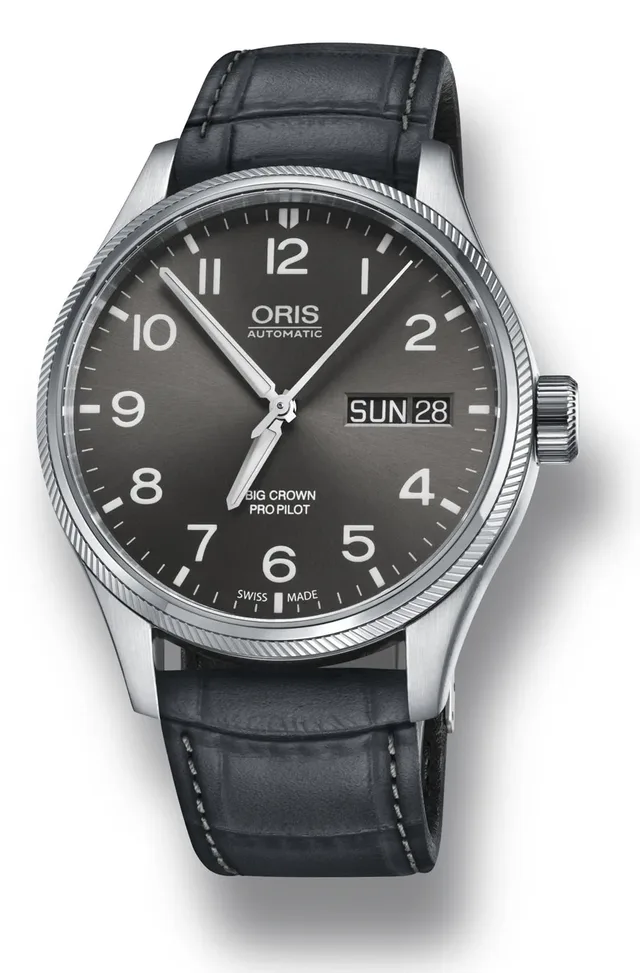 Oris: Big Crown ProPilot Day Date mit schwarzem Lederband