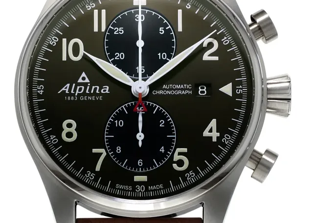 Alpina: Startimer Pilot Automatic Chronograph mit Zifferblatt in Militärgrün