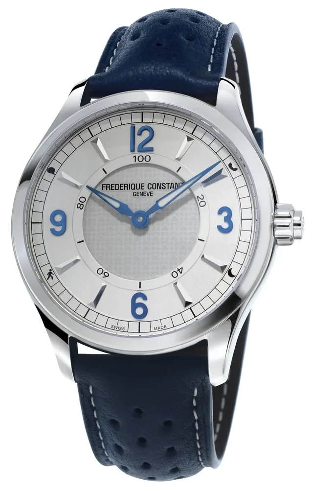 Frédérique Constant: Horological Smartwatch mit silber-blauem Zifferblatt
